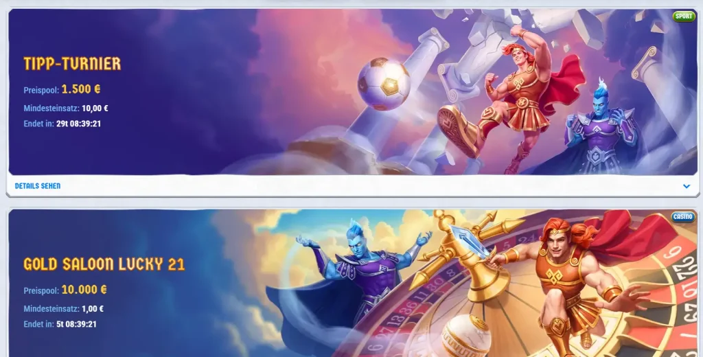 Romibet Casino Turniere mit Tipp Turnier und Gold Saloon Lucky 21 Aktionen